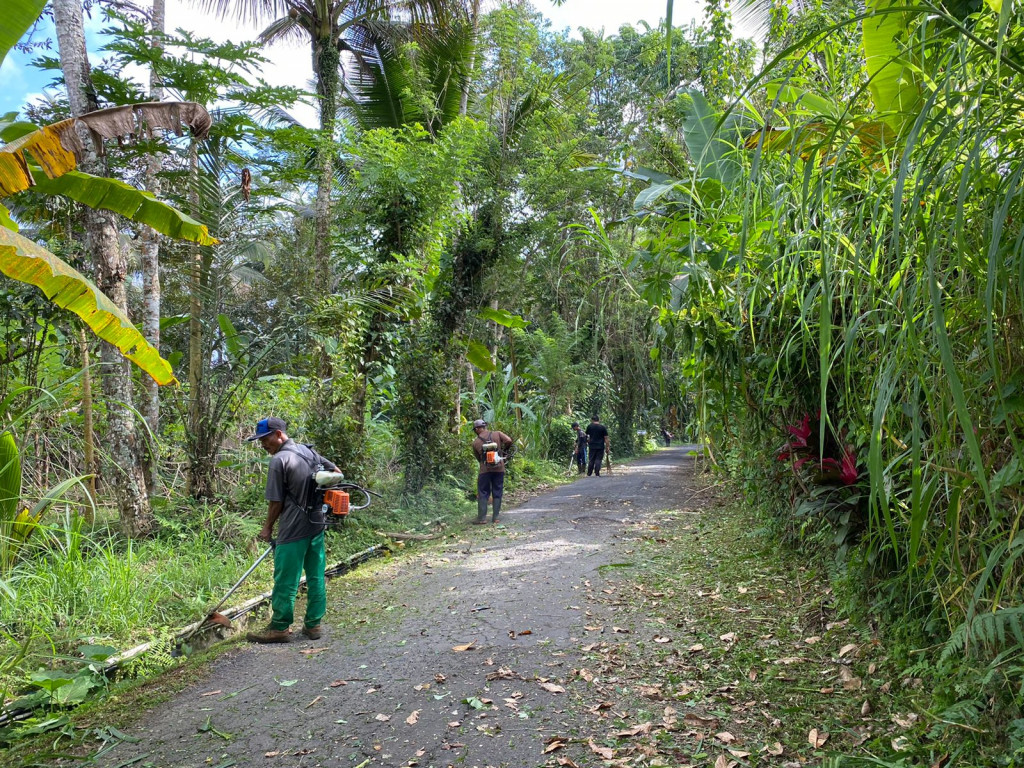 Giat Rutin Tenaga Kebersihan Lingkungan (TKL) Desa Petang , Membersihkan Jalan Alternatif Munduk Gunung Petang